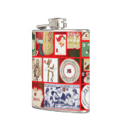 Kerstblok Advent Illustratie Vierkante Kunst Heupfles (Links)