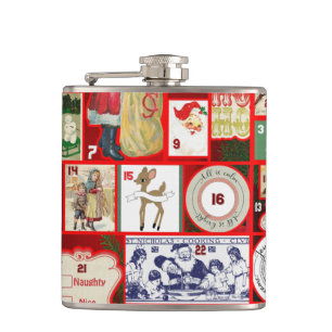Kerstblok Advent Illustratie Vierkante Kunst Heupfles