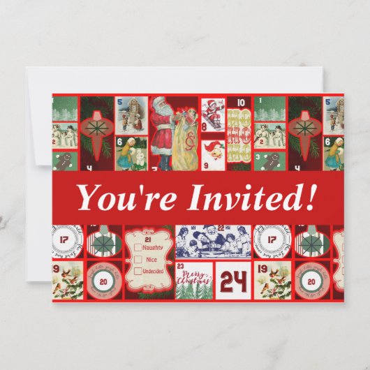 Kerstblok Advent Illustratie Vierkante Kunst Kaart (Voorkant)