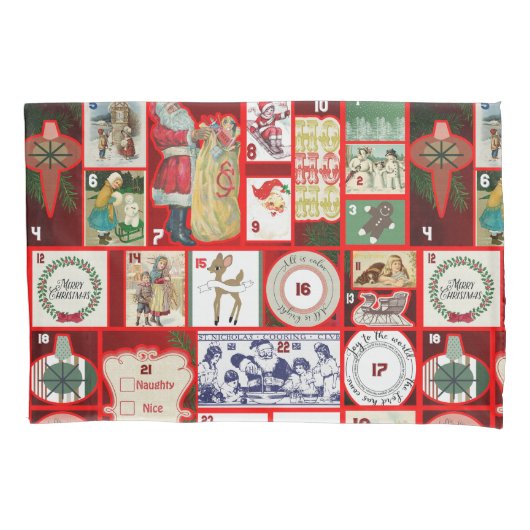 Kerstblok Advent Illustratie Vierkante Kunst Kussensloop (Voorkant)