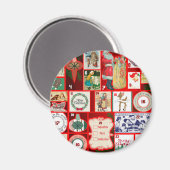 Kerstblok Advent Illustratie Vierkante Kunst Magneet (Voorkant / Achterkant)