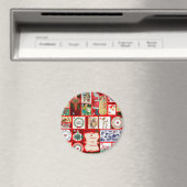 Kerstblok Advent Illustratie Vierkante Kunst Magneet (Insitu (Vaatwasser))