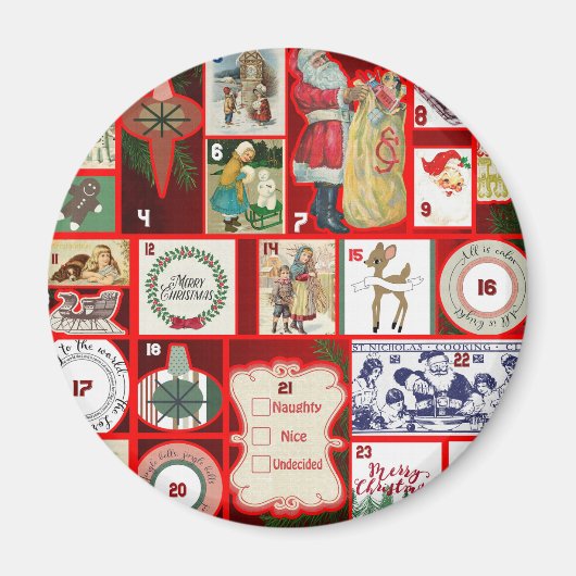 Kerstblok Advent Illustratie Vierkante Kunst Magneet (Voorkant)