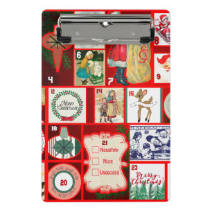Kerstblok Advent Illustratie Vierkante Kunst Mini Klembord