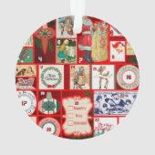 Kerstblok Advent Illustratie Vierkante Kunst Ornament (achterkant)