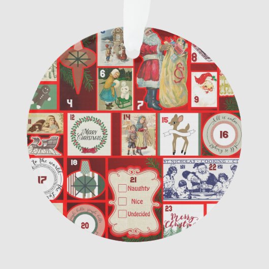 Kerstblok Advent Illustratie Vierkante Kunst Ornament (voorkant)