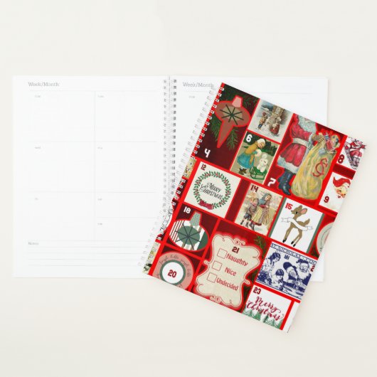 Kerstblok Advent Illustratie Vierkante Kunst Planner (Display)