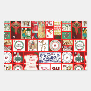 Kerstblok Advent Illustratie Vierkante Kunst Rechthoekige Sticker