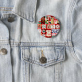 Kerstblok Advent Illustratie Vierkante Kunst Ronde Button 5,7 Cm (In situ)