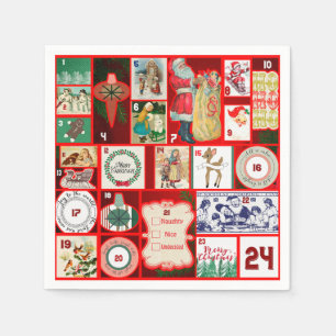 Kerstblok Advent Illustratie Vierkante Kunst Servet
