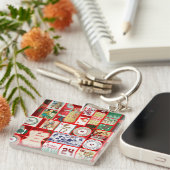 Kerstblok Advent Illustratie Vierkante Kunst Sleutelhanger (Voorkant Rechts)