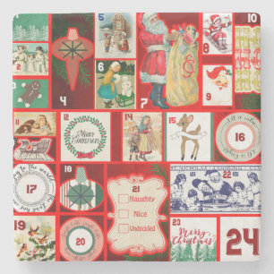 Kerstblok Advent Illustratie Vierkante Kunst Stenen Onderzetter