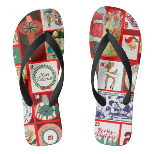 Kerstblok Advent Illustratie Vierkante Kunst Teenslippers