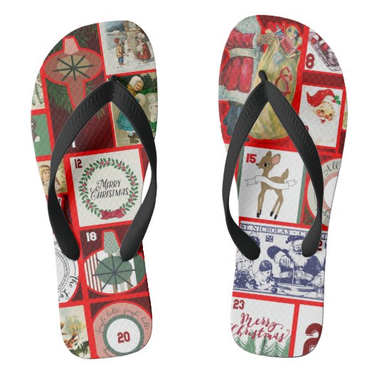 Kerstblok Advent Illustratie Vierkante Kunst Teenslippers (Voetbed)