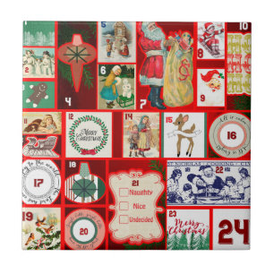 Kerstblok Advent Illustratie Vierkante Kunst Tegeltje