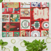 Kerstblok Advent Illustratie Vierkante Kunst Theedoek (Gevouwen)
