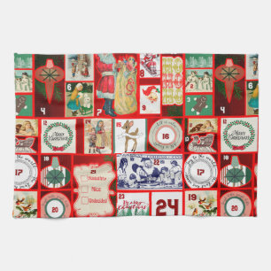 Kerstblok Advent Illustratie Vierkante Kunst Theedoek