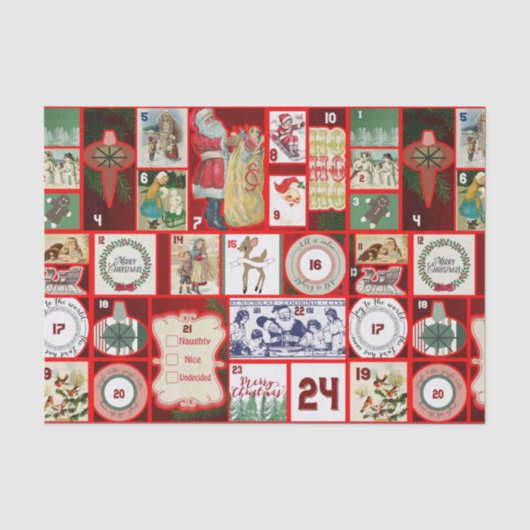 Kerstblok Advent Illustratie Vierkante Kunst Tissuepapier (Voorkant)