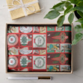 Kerstblok Advent Illustratie Vierkante Kunst Tissuepapier (Geschenk)