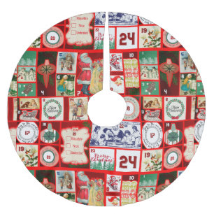 Kerstblok Adventkalender Raster Kunst Vintage Kerstboom Rok