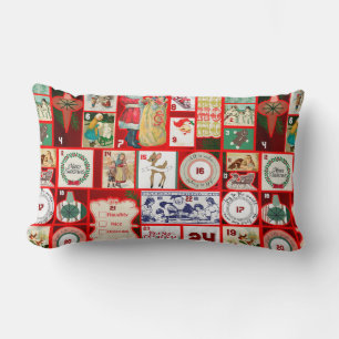 Kerstblok Adventkalender Raster Kunst Vintage Kussen