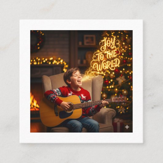 KERSTBODE THEMA ZINGENDE KINDEREN VIERKANTE VISITEKAARTJE (Voorkant)