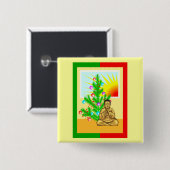 Kerstboeddha met boom! vierkante button 5,1 cm (Voorkant /achterkant)