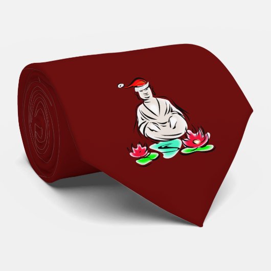 kerstboeddha-tekening stropdas (Opgerold)