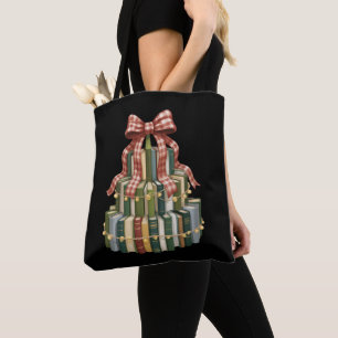 Kerstboek Boom Boek Leraar Lezen Boekenliefhebber Tote Bag