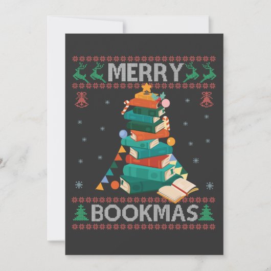 Kerstboek Kersttrui Bibliotheek Cadeau Kaart (Voorkant)