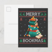 Kerstboek Kersttrui Bibliotheek Cadeau Uitnodiging Briefkaart (Voorkant / Achterkant)