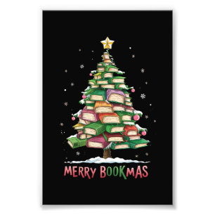 Kerstboek Liefhebber Boom Bibliothecaris Merry Boo Foto Afdruk