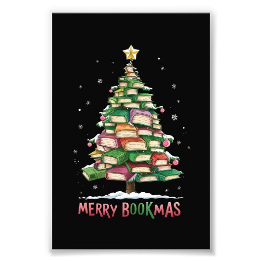 Kerstboek Liefhebber Boom Bibliothecaris Merry Boo Foto Afdruk (Voorkant)