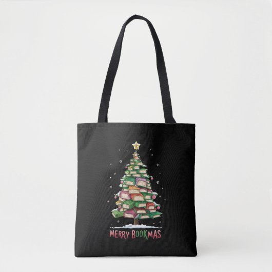 Kerstboek Liefhebber Boom Bibliothecaris Merry Boo Tote Bag (Voorkant)