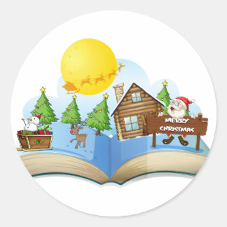 Kerstboek Ronde Sticker