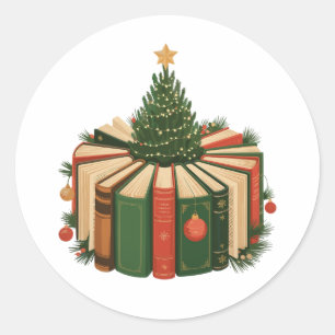 Kerstboeken Kerstboom Boeken Kerst Kerstboek Liefh Ronde Sticker