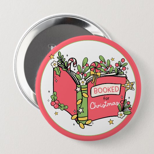 Kerstboeken lezen ronde button 4,0 cm (Voorkant /achterkant)