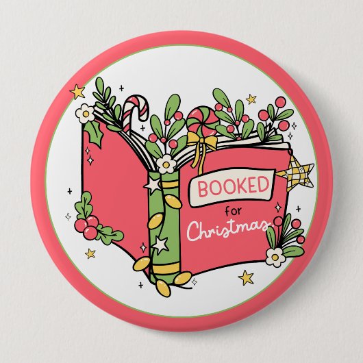 Kerstboeken lezen ronde button 4,0 cm (Voorkant)