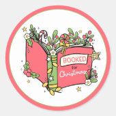 Kerstboeken lezen ronde sticker (Voorkant)