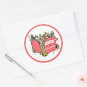 Kerstboeken lezen ronde sticker (Envelop)
