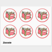 Kerstboeken lezen ronde sticker (Vel)