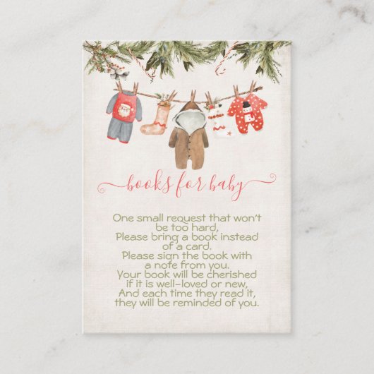 Kerstboeken voor Baby Clothesline Informatiekaartje (Voorkant)