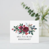 Kerstboeket, ben jij mijn bruidsmeisje Kaart? Bedankkaart (Staand voorkant)