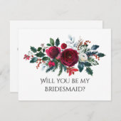 Kerstboeket, ben jij mijn bruidsmeisje Kaart? Bedankkaart (Voorkant / Achterkant)