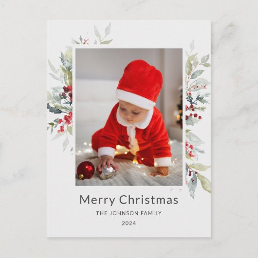 Kerstboeket van rode bessen Jaarverslag Briefkaart (Voorkant)