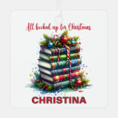 Kerstboekliefhebber Aangepaste naam Metalen Ornament (Voorkant)