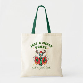 Kerstboekliefhebber gewoon een vrolijke gans tote bag