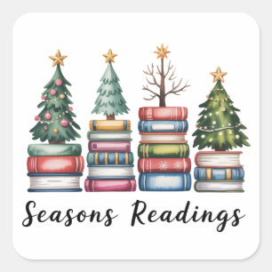Kerstboekliefhebber Lerares Leest Seizoen Kerstmis Vierkante Sticker