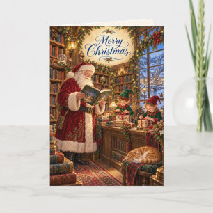 Kerstboekwinkelkaart van Kerstman Kaart