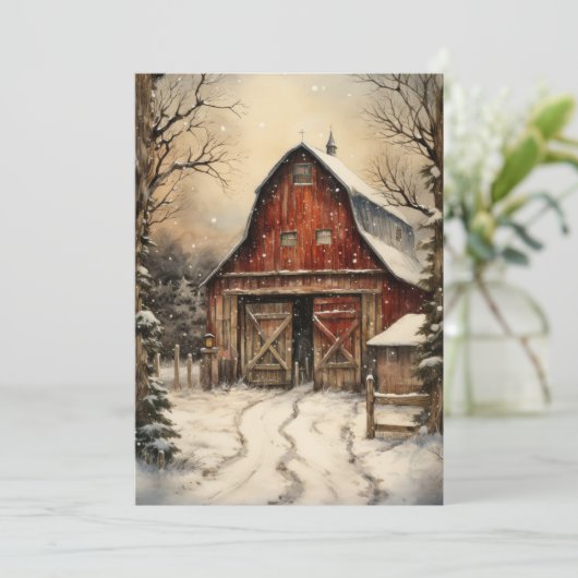 Kerstboerderij met paardenstallen Platte Kaart (Staand voorkant)